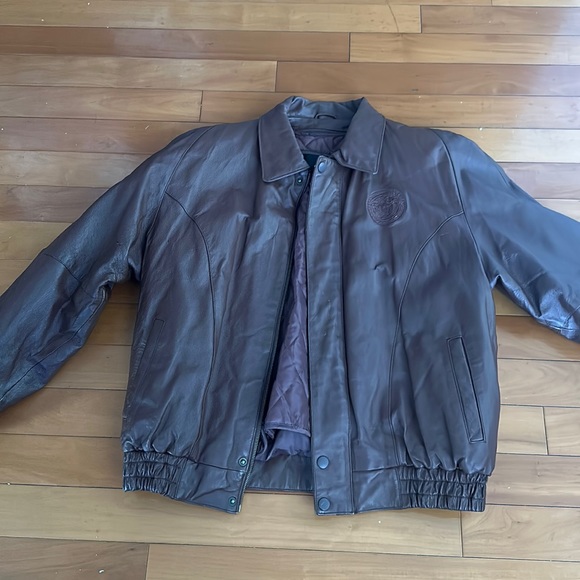 Jd brown Italian leather bommer jacket size large goth aviator - Picture 3 of 14